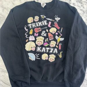 Trixie Mattel and Katya black crewneck